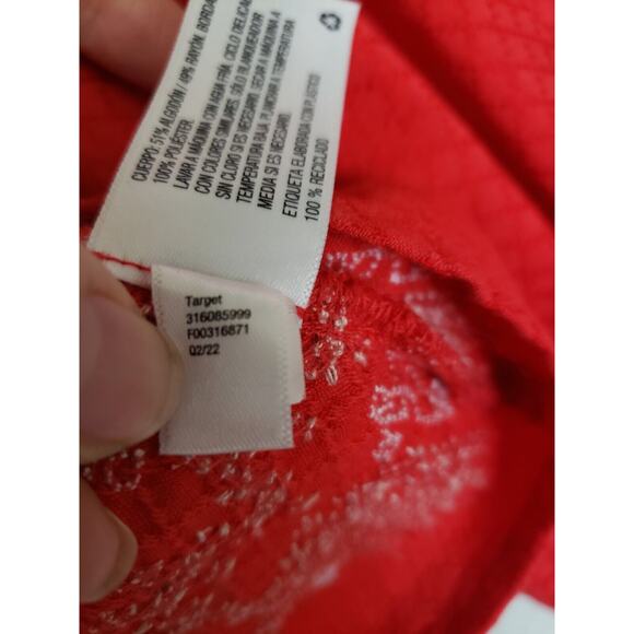 KNOX ROSE SIZE XS (oversized) Cross-stitched EMBROIDERED Red Boho 3/4 Sleeve Top - Picture 11 of 11